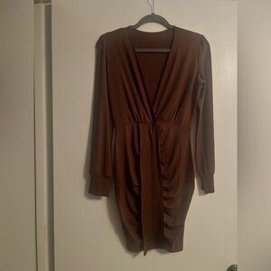 Amazon Elegant Brown Long Sleeve Dress